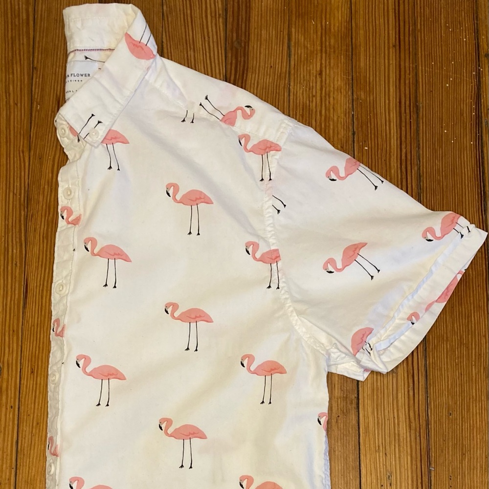 Denim & Flower Flamingo Print Buttondown